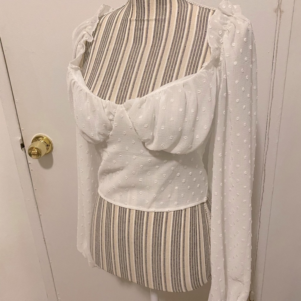 White Long Sleeve Crop Top